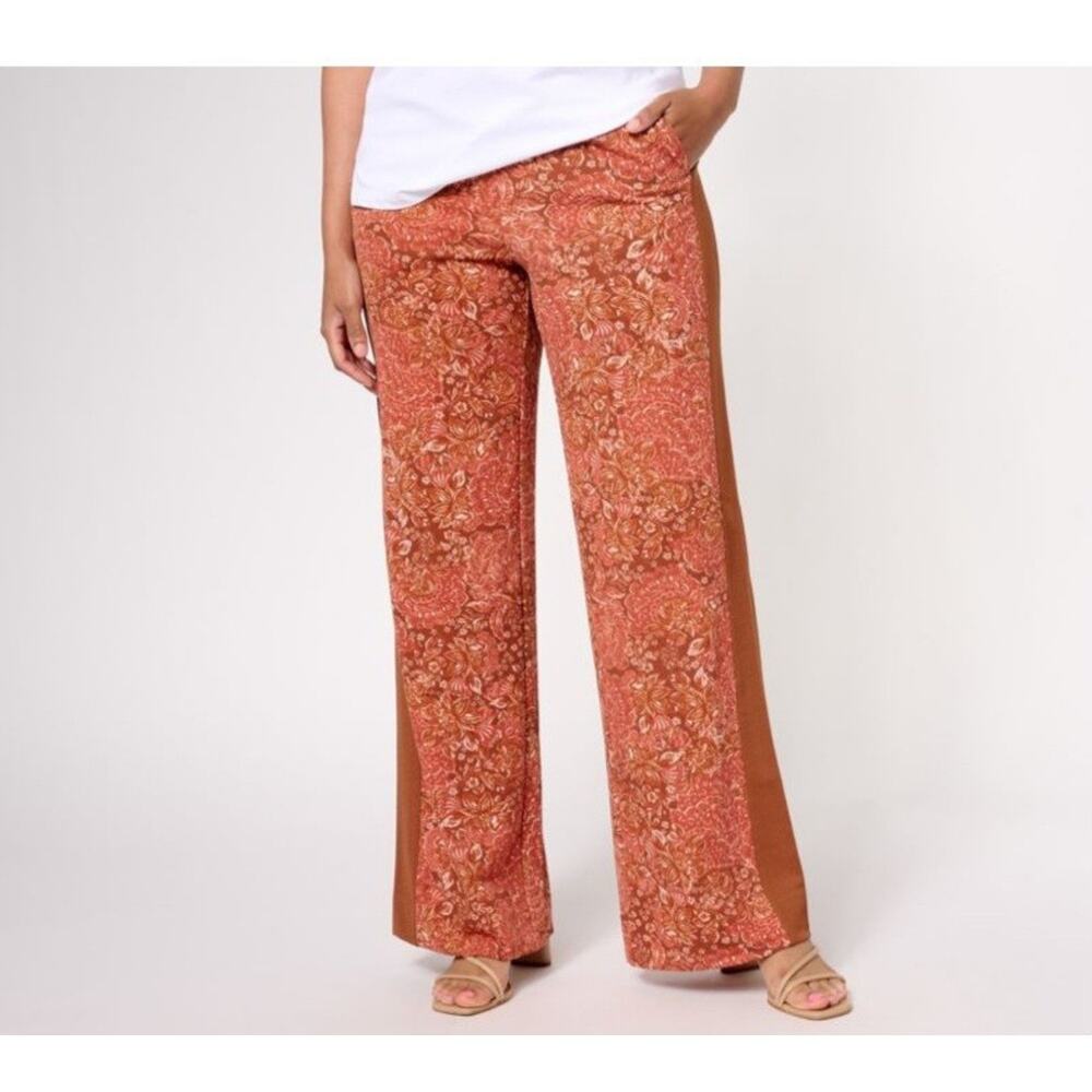 Isaac Mizrahi Size Petite XS Cognac Printed Pebble Knit Pant A609748 NWOT